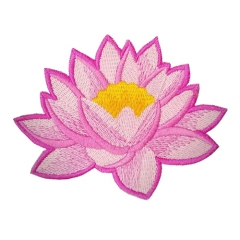 No MOQ manufacture pink flower embroidery patch