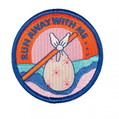 Direct factory custom high quality cheap merrow border embroidery patch star bear patch