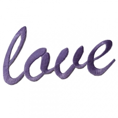 Popular Design purple color LOVE letters Embroidered Stick on Patches for clothes