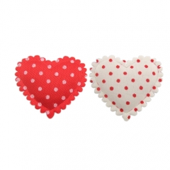 Red and white Color Fabric Patches Padded Heart Garment Appliques For Decoration DIY Hair Accessories