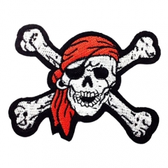 Custom heat seal embroidered patches embroidery skull patch for jacket