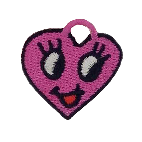 Custom logo manufacturer cheap iron on embroidered mini heart patches for accessories