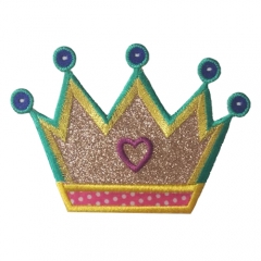 Wholesale custom pattern crown embroidery iron on patches