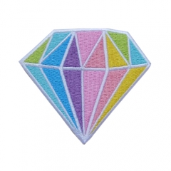 Hot sale colored iron on embroidered diamond patch for woman clothing