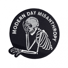 Custom skull clothing embroidery patch factory sew on patch
