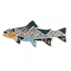 Funny design fish embroidery iron on patches