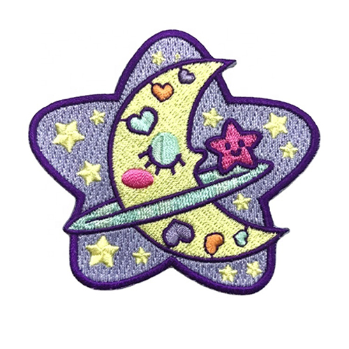 Wholesale garment accessories iron on patches, customized star shape embroidery patches