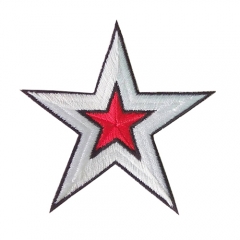 Wholesale garment accessories iron on patches, customized star shape embroidery patches