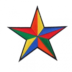 Wholesale garment accessories iron on patches, customized star shape embroidery patches