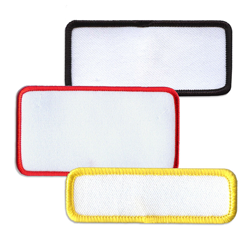 Blank Patch with Black Merrow Border Iron on Backing Embroidery Bulk Heat Press Production