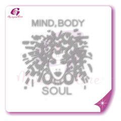 Beautiful me afro lady rhinestone iron on transfer gold stone hotfix transfer