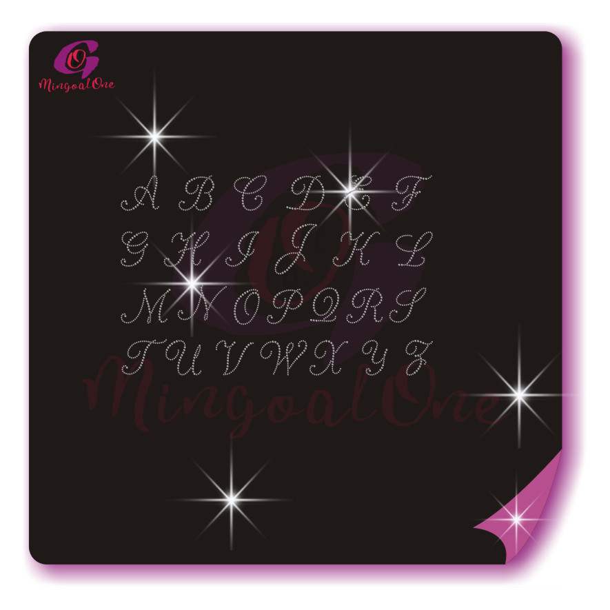 alphabet different font rhinestone transfer letters