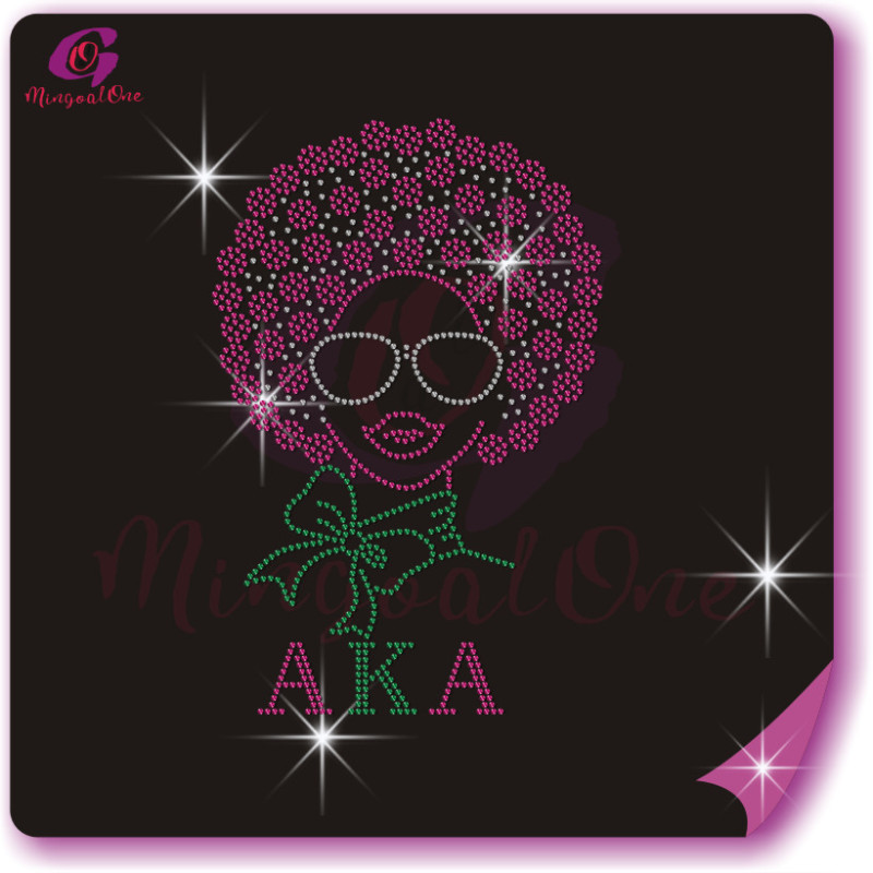 AKA rhinestone iron on transfer silver soror hotfix transfer