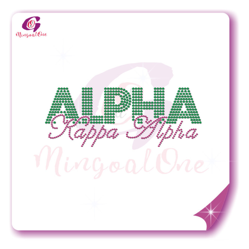 AKA rhinestone iron on transfer silver soror hotfix transfer