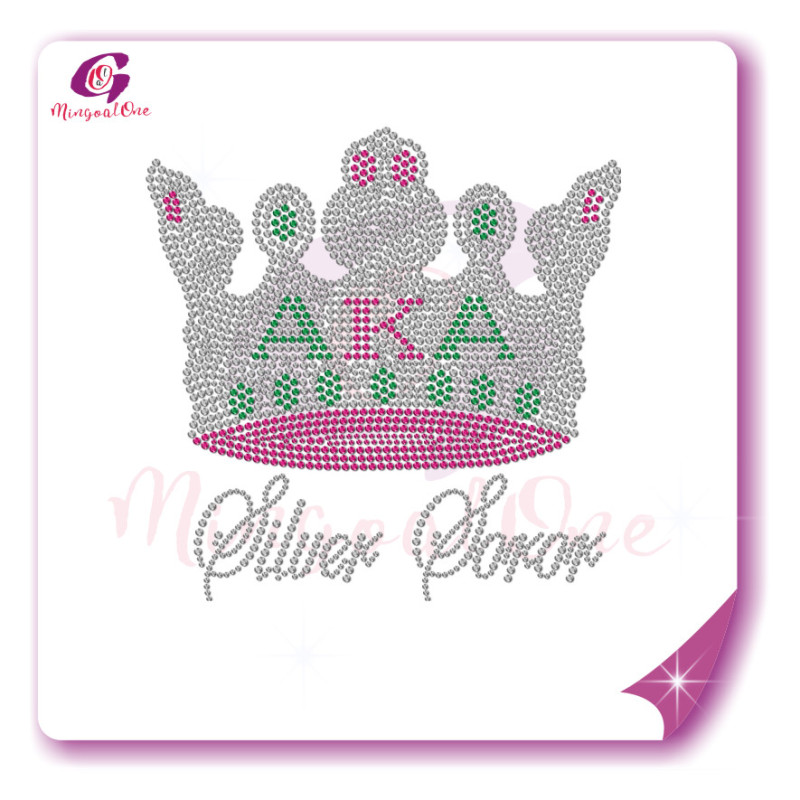 AKA rhinestone iron on transfer silver soror hotfix transfer