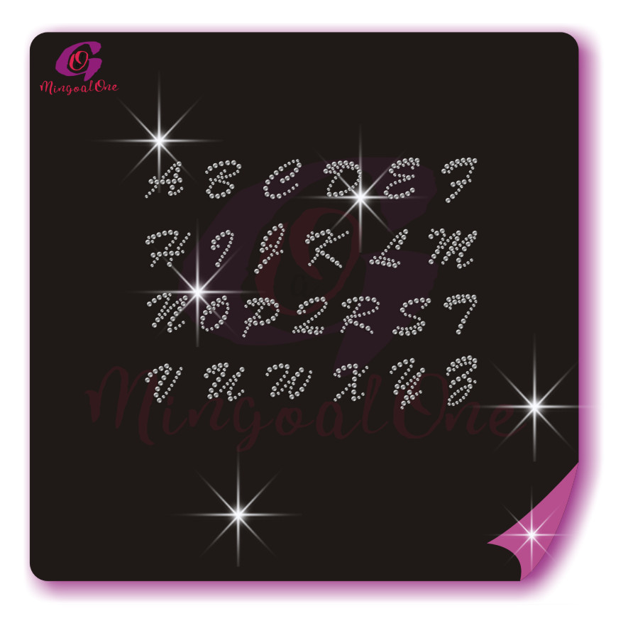 alphabet different font rhinestone transfer letters