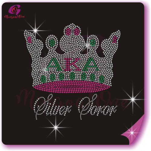 AKA rhinestone iron on transfer silver soror hotfix transfer