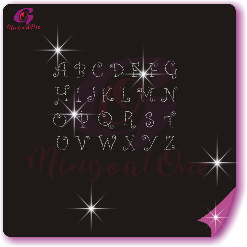 alphabet different font rhinestone transfer letters