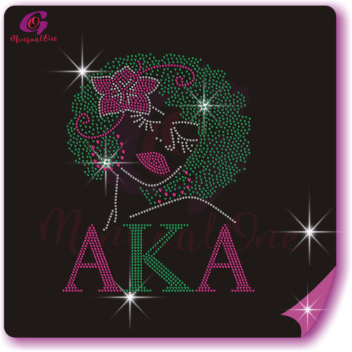 AKA rhinestone iron on transfer silver soror hotfix transfer