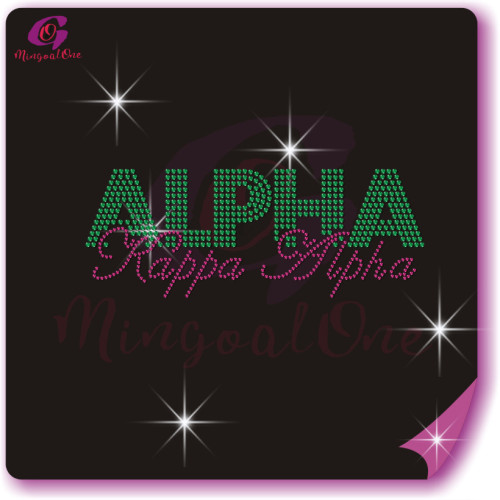 AKA rhinestone iron on transfer silver soror hotfix transfer