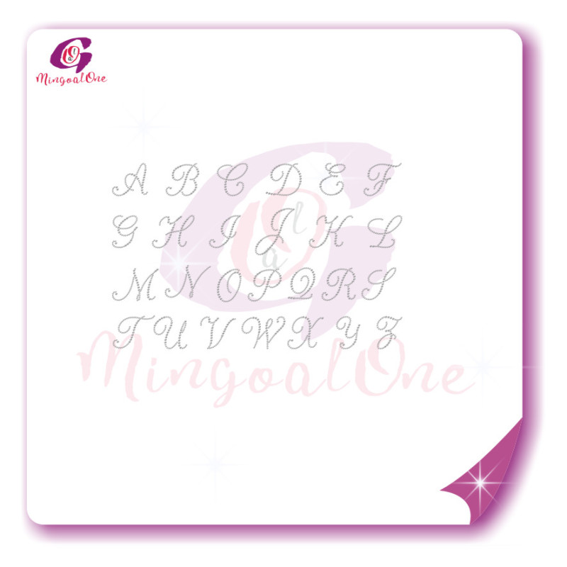 alphabet different font rhinestone transfer letters
