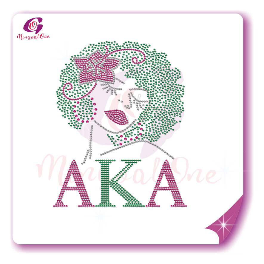 AKA rhinestone iron on transfer silver soror hotfix transfer