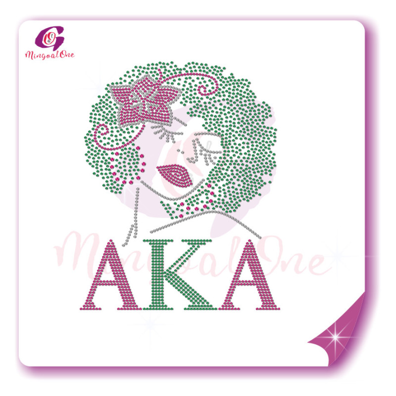 AKA rhinestone iron on transfer silver soror hotfix transfer