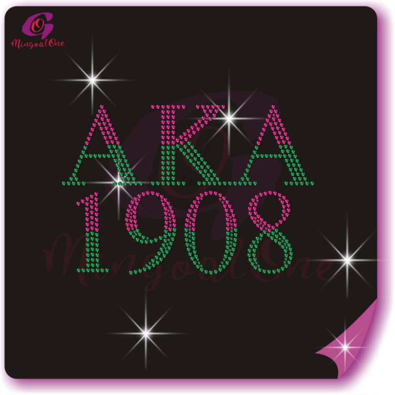 AKA rhinestone iron on transfer silver soror hotfix transfer