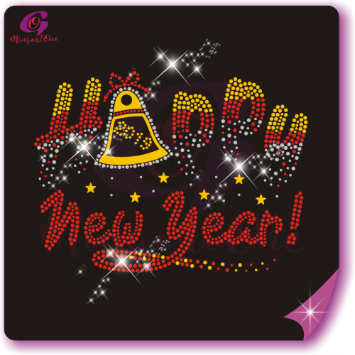 Happy new year glitter and rhinestone transfer