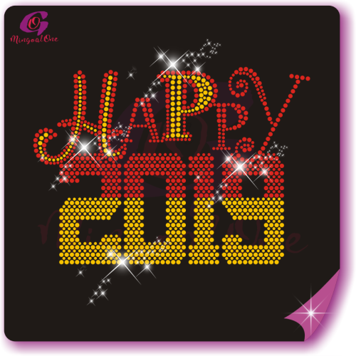 Happy new year glitter and rhinestone transfer