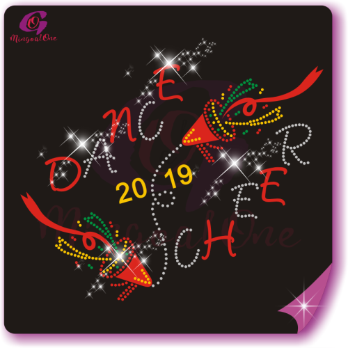 Happy new year glitter and rhinestone transfer
