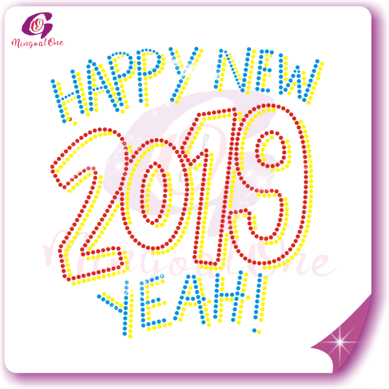Happy new year glitter and rhinestone transfer