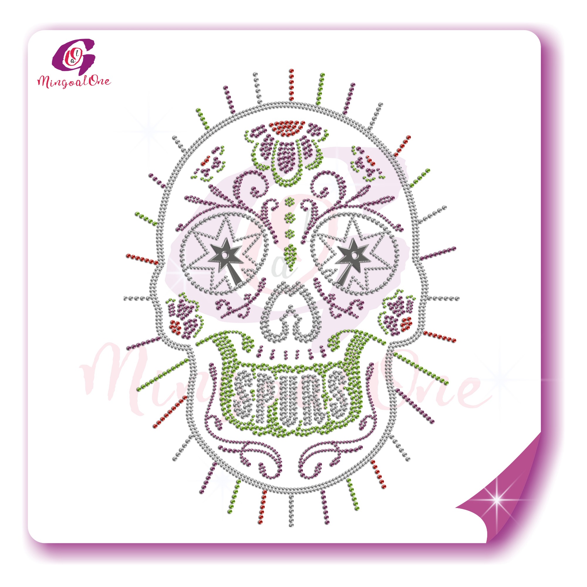 Skull rhinestone transfer