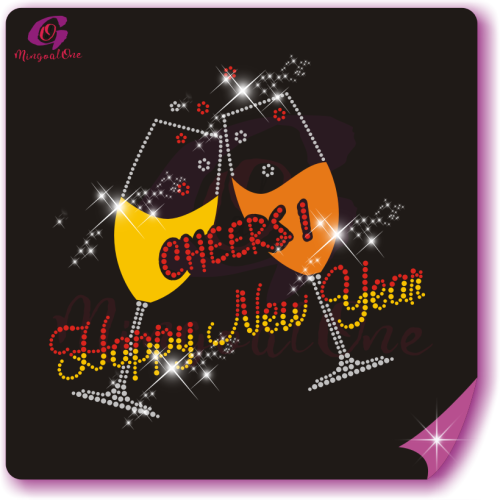 Happy new year glitter and rhinestone transfer