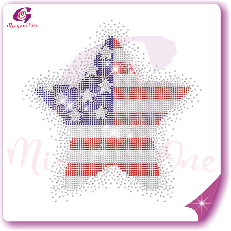 USA flag rhinestone transfer