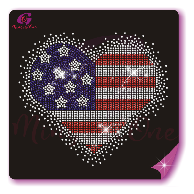 USA flag rhinestone transfer