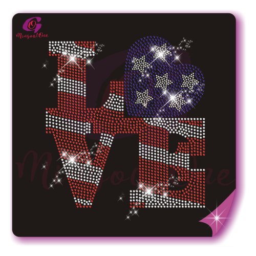 USA flag rhinestone transfer