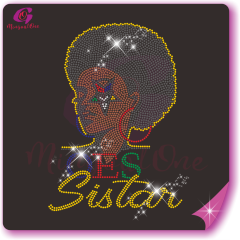 OES Sistar Afro Lady Rhinestone Transfer