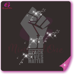 Black lives matter with Fist Rhinestone Appliques
