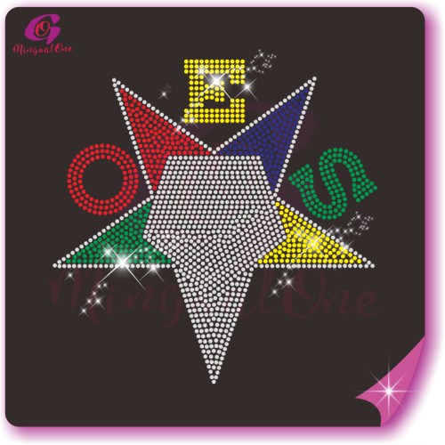 OES Big Colorful Star Rhinestone Transfer