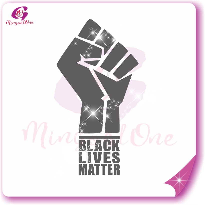 Black lives matter with Fist Rhinestone Appliques