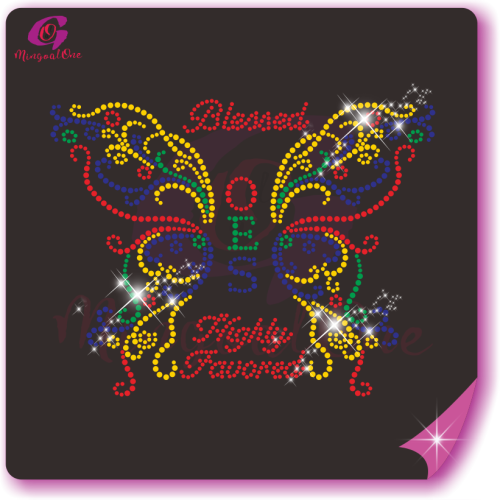 OES With Blessed Butterfly Rhinestone Transfer