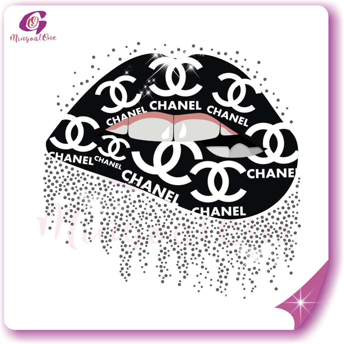 Brand lips rhinestone Transfer