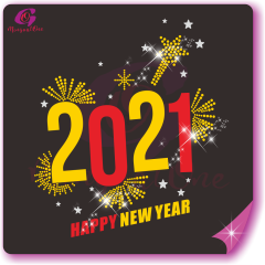 Happy new year glitter and rhinestone transfer