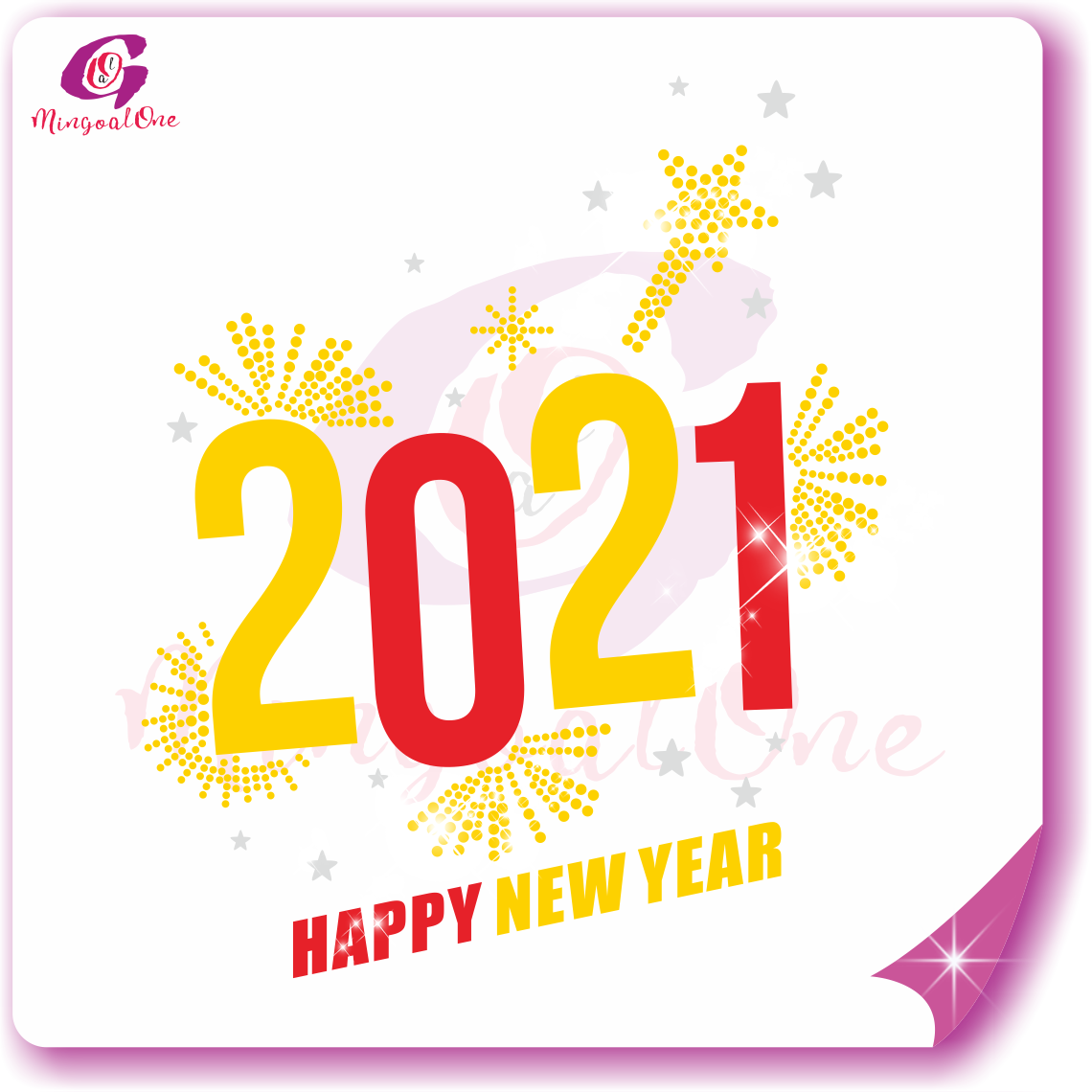 Happy new year glitter and rhinestone transfer