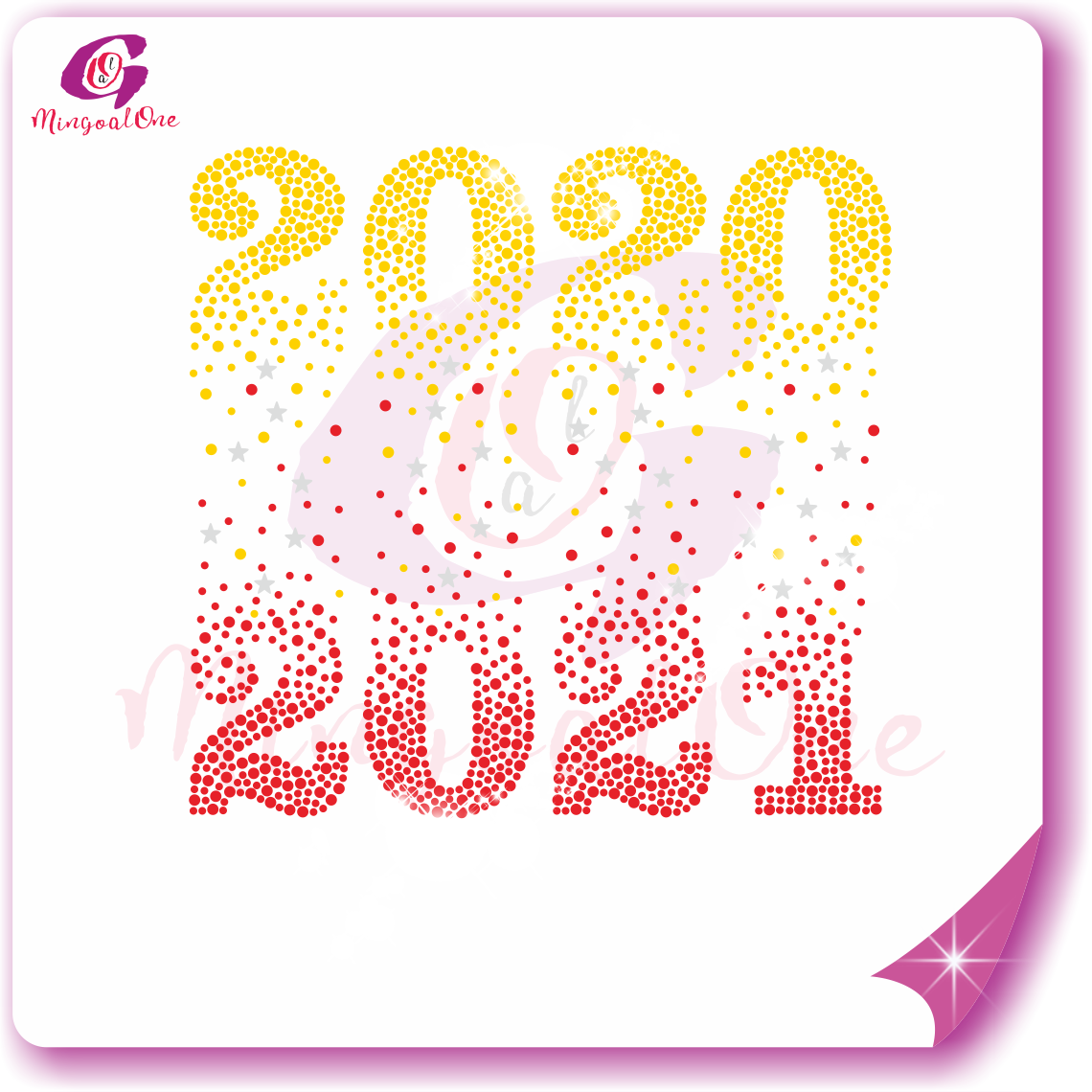Happy new year glitter and rhinestone transfer