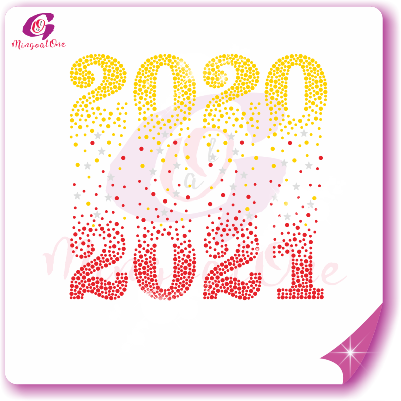 Happy new year glitter and rhinestone transfer