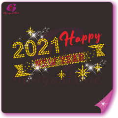 Happy new year glitter and rhinestone transfer