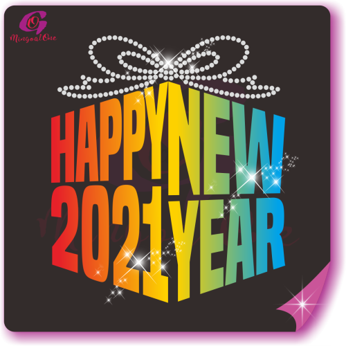 Happy new year glitter and rhinestone transfer