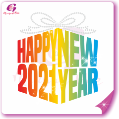 Happy new year glitter and rhinestone transfer